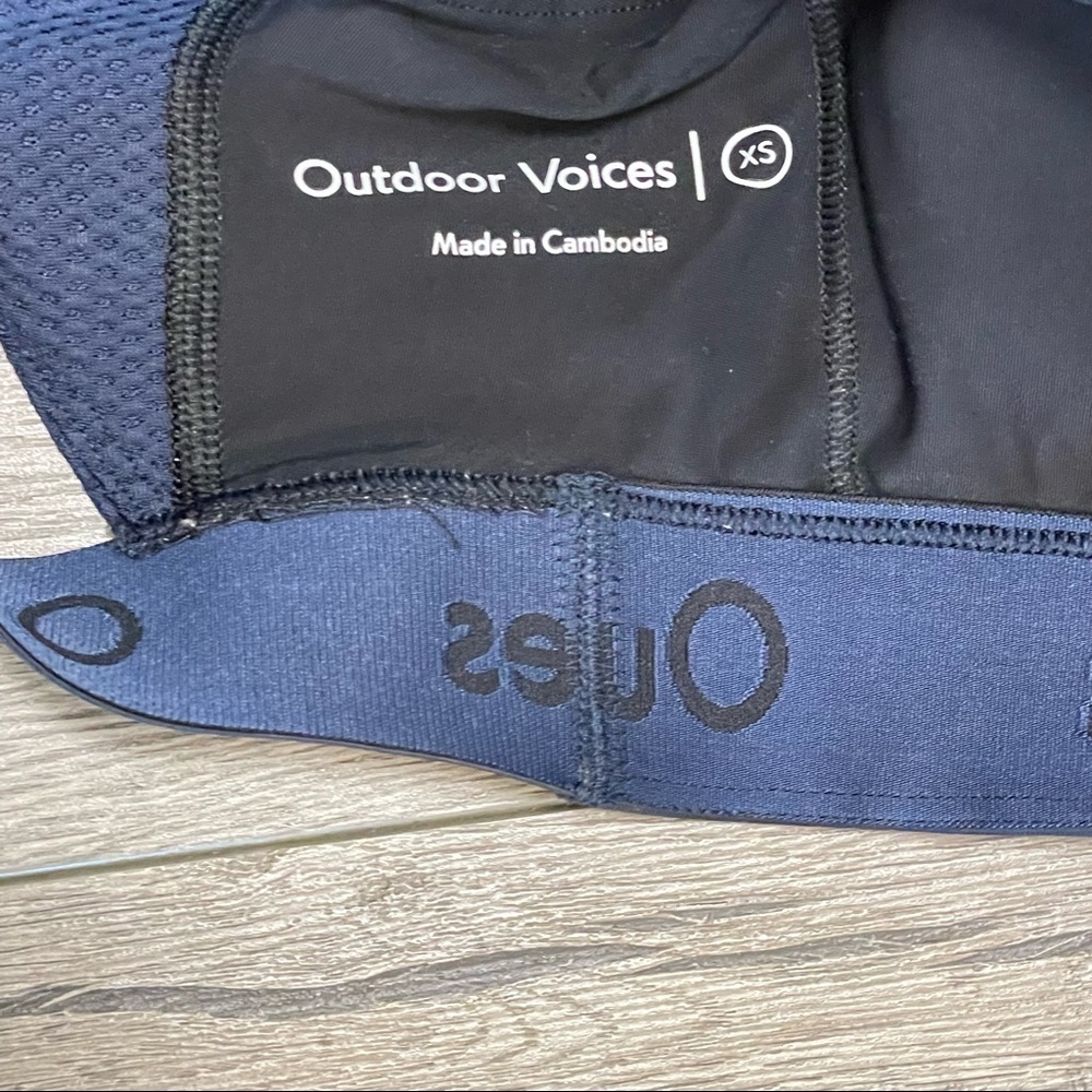 OUTDOOR VOICES Doing Things Sports Bra Black Blue Sz XS Mesh Racerback Yoga. - Picture 4 of 6